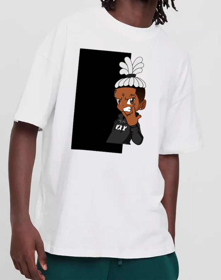 Camiseta Oversized Fit Blanco Negro
